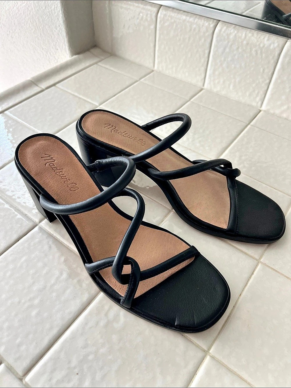 Madewell Black Strappy Block Heel Sandals New